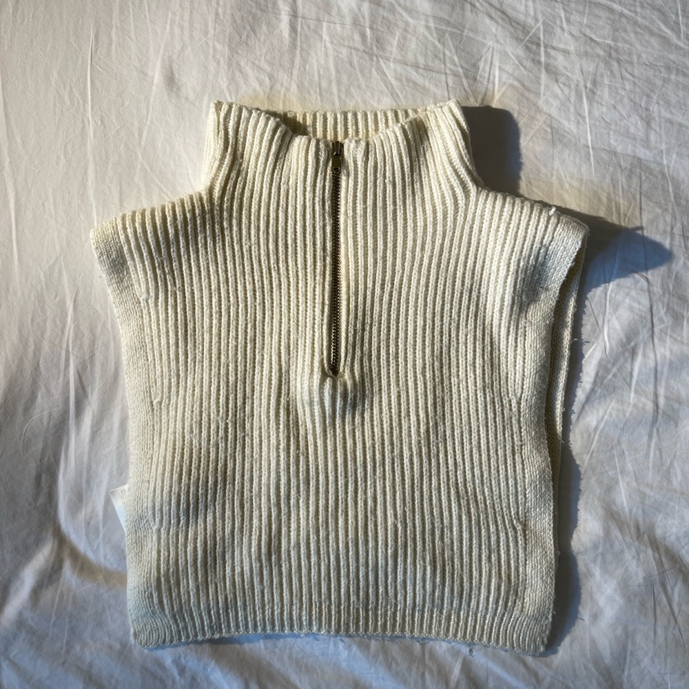 H&M cream sleeveless overlay sweater